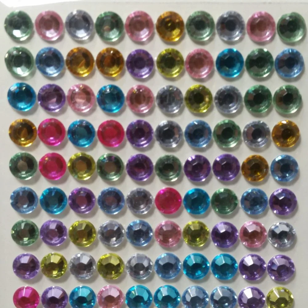 Rhinestone Stickers 8mm 2 Sheets Multi Colored